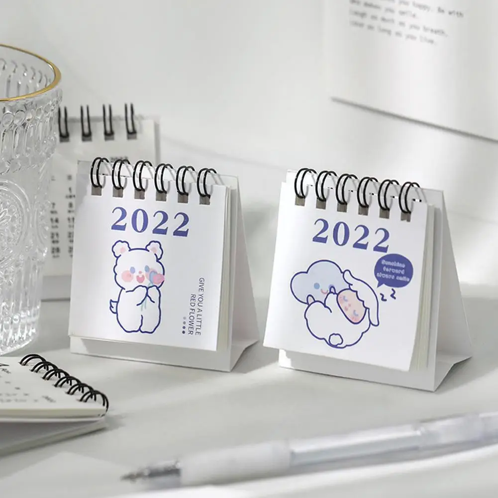 

2022 Mini Desk Calendar Cute Desk Decoration Kawaii Calendar School Calendar Stationery Pocket Supplies Portable J2v7