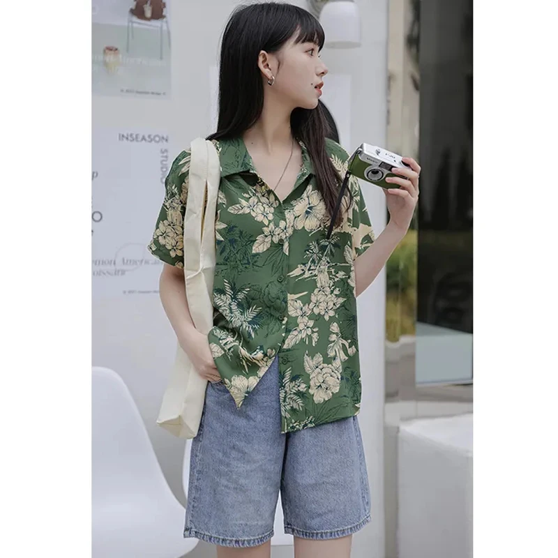 Женская шифоновая футболка с коротким рукавом и цветочным принтом |