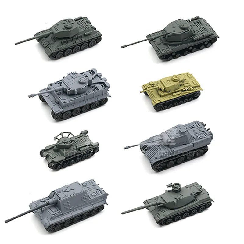 1/144 Mini Assemble Tank Tiger Panther T34 AMX-30 Sand Table Scene Military Thumb-assembly 4D Model Toy Collection