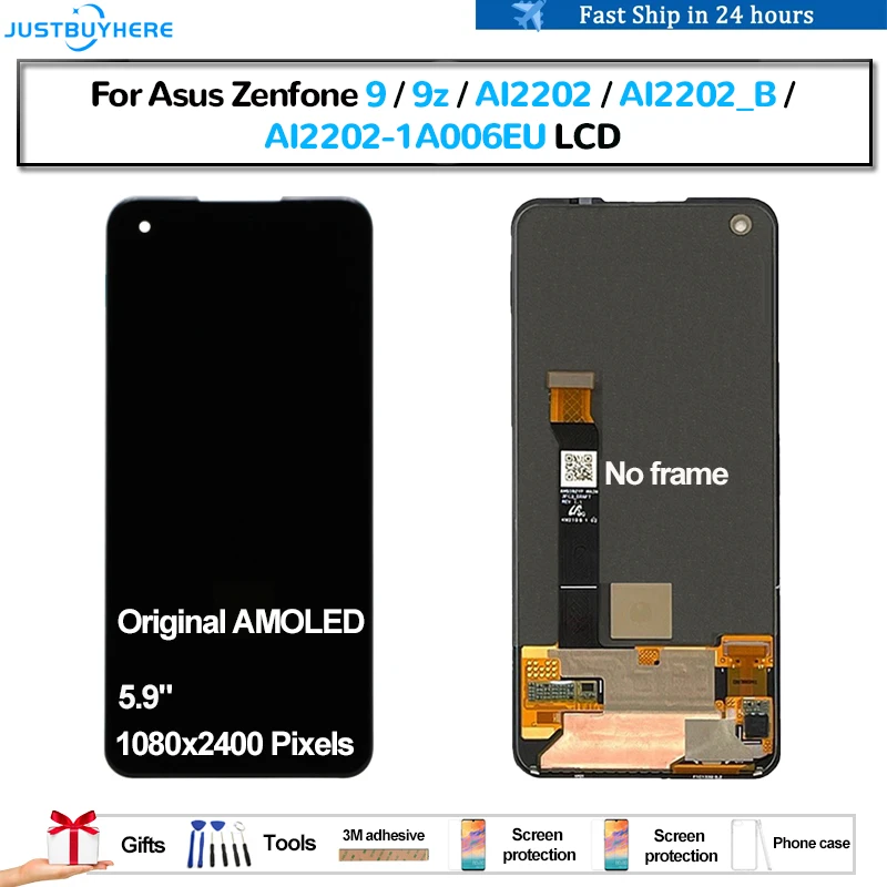 

Original AMOLED For Asus Zenfone 9 9z AI2202 AI2202_B AI2202-1A006 Pantalla lcd Display Touch Panel Screen Digitizer Assembly