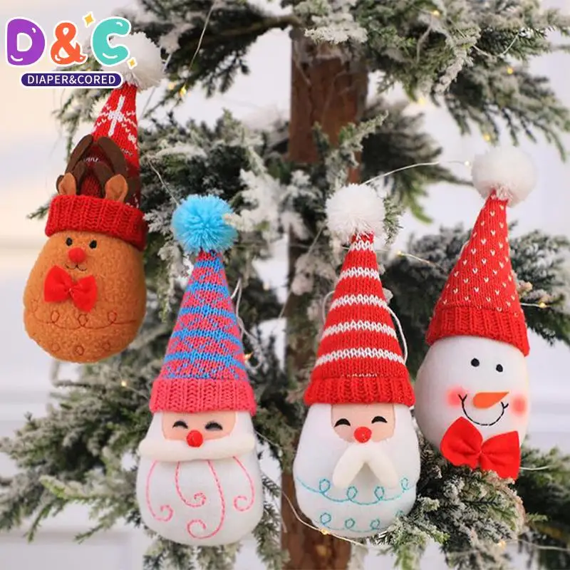 

Рождественские Мультяшные вязаные куклы, подвесной кулон, Санта-Клаус, снеговик, лось, кукла, Рождественская елка, Декор, рождественские украшения