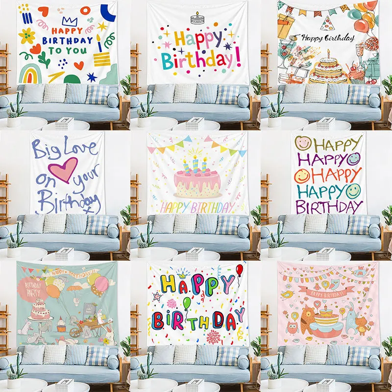 

New Simplicity Style Birthday Background Tapestry Wall Hanging Children's Hundred Days Party Tapestry wall decoration Cloth