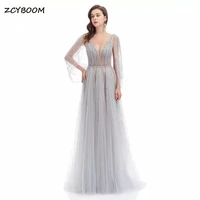 luxury crystal evening night dresses for women 2022 o neck aline beaded handmade backless long formal prom wedding party gowns