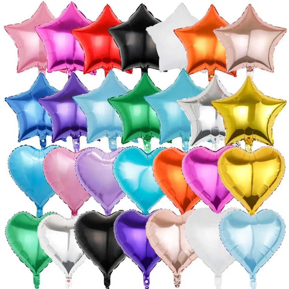 

50pcs 18 Inch Balloon Five-pointed Star Heart Shaped Aluminum Film Balloon Decoration For Birthday Wedding Party