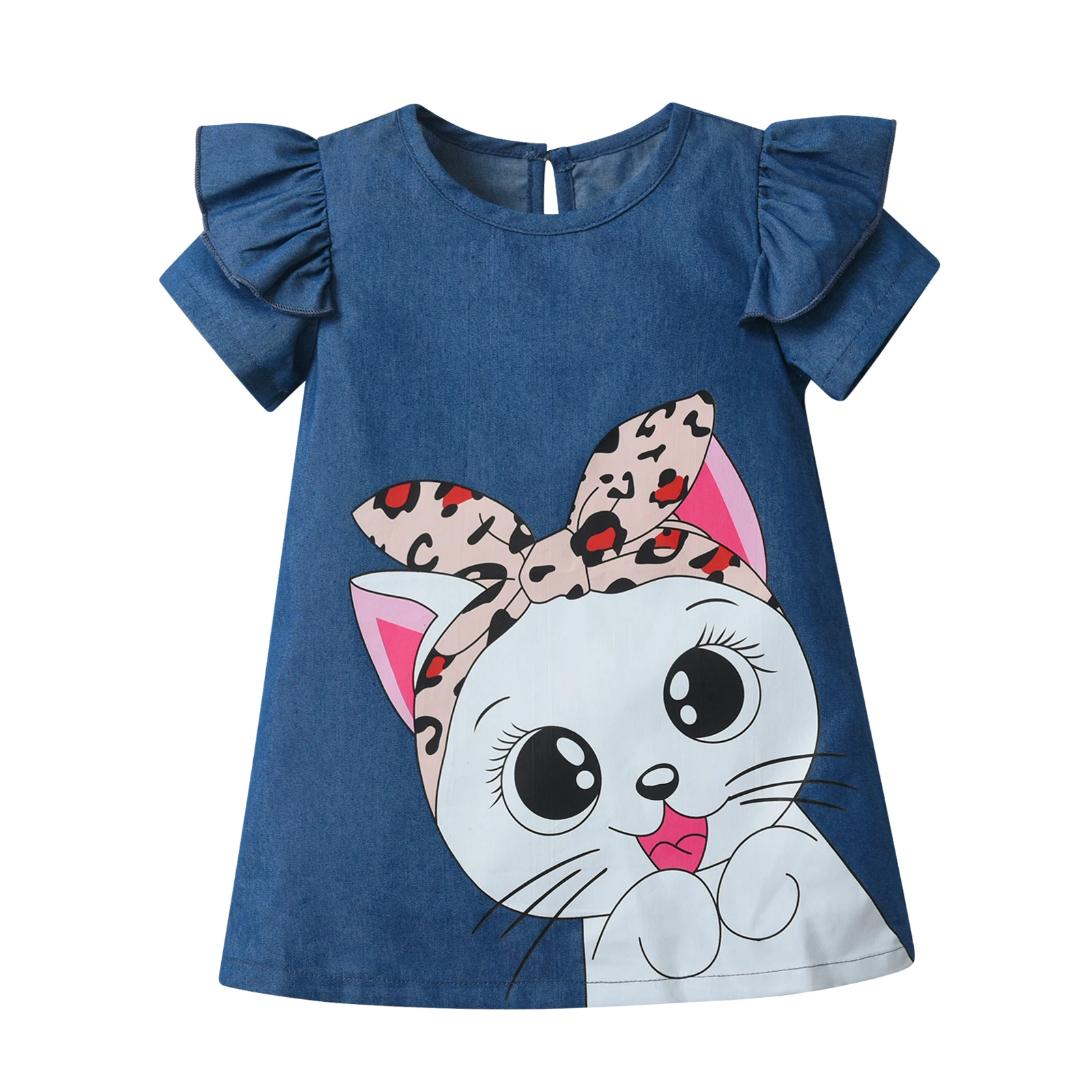 Летнее Платье Принцессы Для Девочек С Милым Мультяшным Котом Длиной До Колена