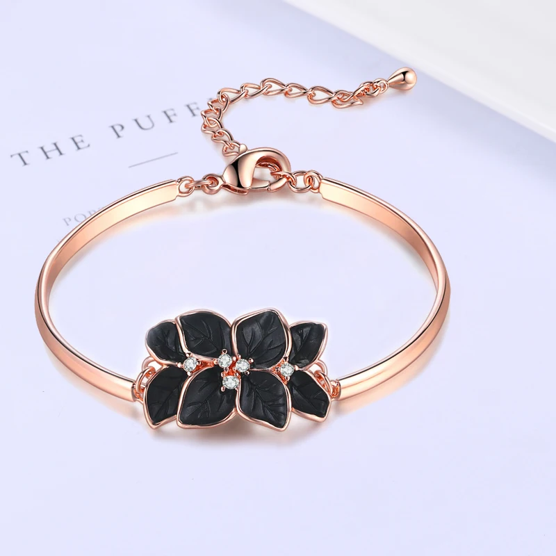 ZHOUYANG ожерелье для женщин в винтажном стиле черный масляный цветок лист