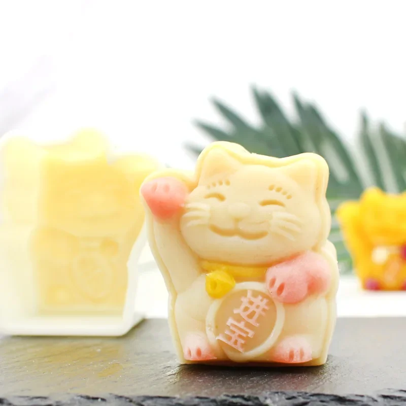 Лунная Форма Для Торта Happy Cat Moon Festival Осенний Средний Пластиковый Ручной Пресс