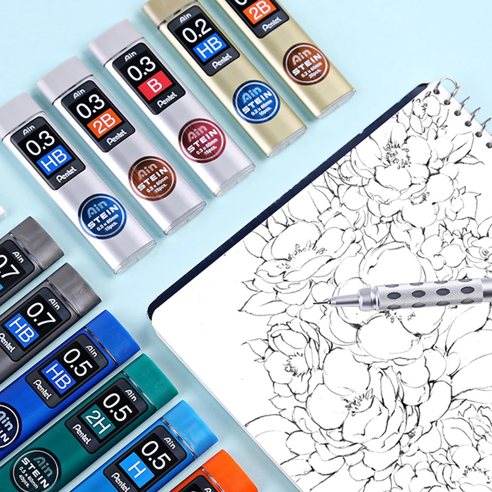 Фото Pentel небьющийся STEIN высокополимерный графитовый грифель C275 AIN, автоматический карандашный грифель 0,3/0,5/0,7/0,9 мм, подвижный грифель B/2B/HB №4