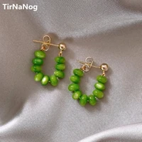 2022 new han edition green opal stud earrings fashion classic contracted beaded earrings women unusual wedding jewelry gifts