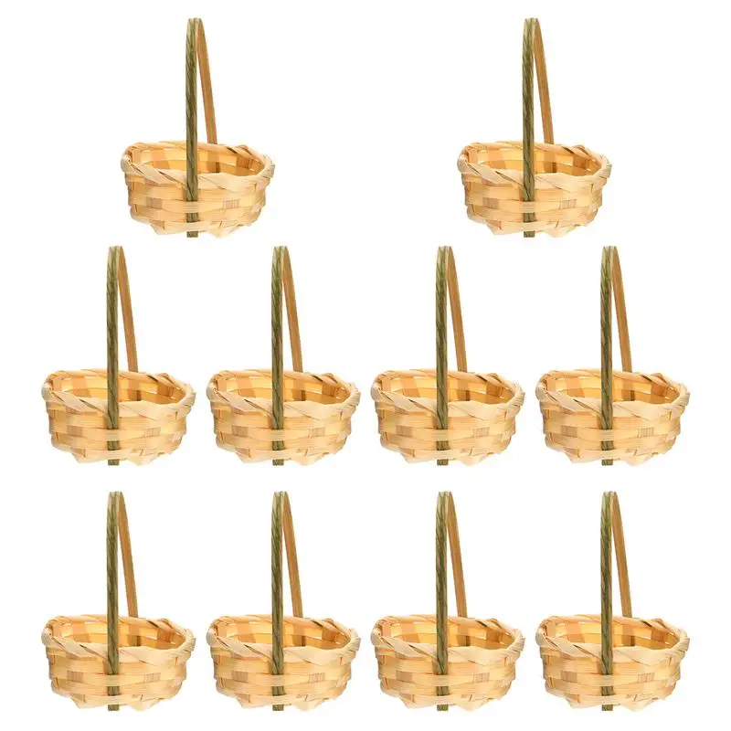 

Basket Baskets Mini Woven Flower Rattan Picnic Miniature Storage Wicker Fruitsmall Gift Tiny Candy Favor Packing Handparty