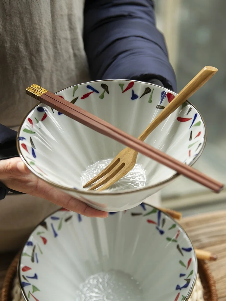 

Искусственные керамические чаши в японском стиле, Бамбуковая Шляпа высокого качества, чаши под глазурь, цветные чаши для супа, бытовые кухо...