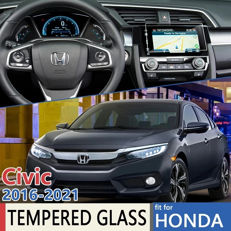 

For Honda Civic 10 MK10 FC FK 2018~2021 Car Navigation GPS Anti-Fingerprin Full Film Screen Protector Tempered Glass Accessories