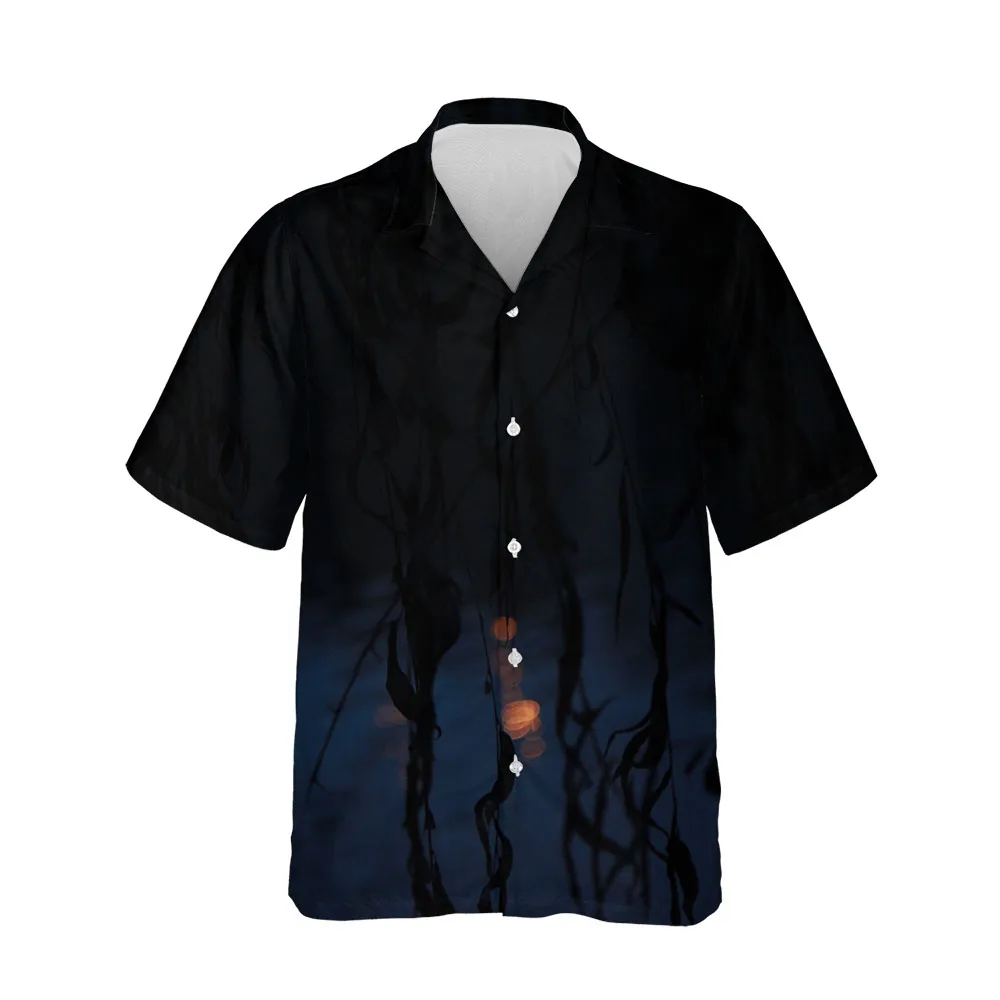 Jumeast New 3D Summer Hawaiian Men's Black Short Sleeve Shirt Clothing Oversized Loose Fashion Blouse Breathable Man Clothes