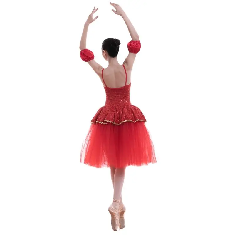 Фаворит для танцев балетные пачки 18702 красный лиф из спандекса с блестками