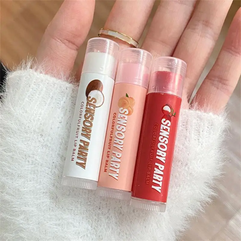 

Lip Balm 3PCS Fruit Discoloration Lipstick Science Party Moisturizing LongLasting Hydrating Fade Lip Lines Anti-dryness Lip Care