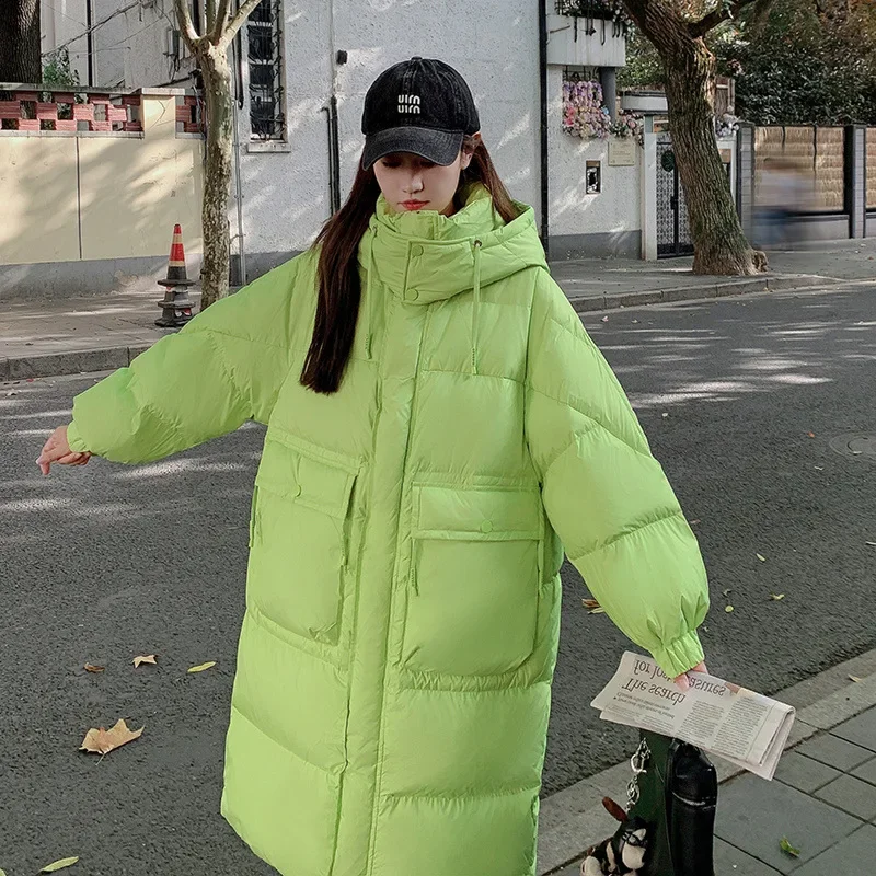 Женский Универсальный пуховик для похудения свободный крой длинные рукава