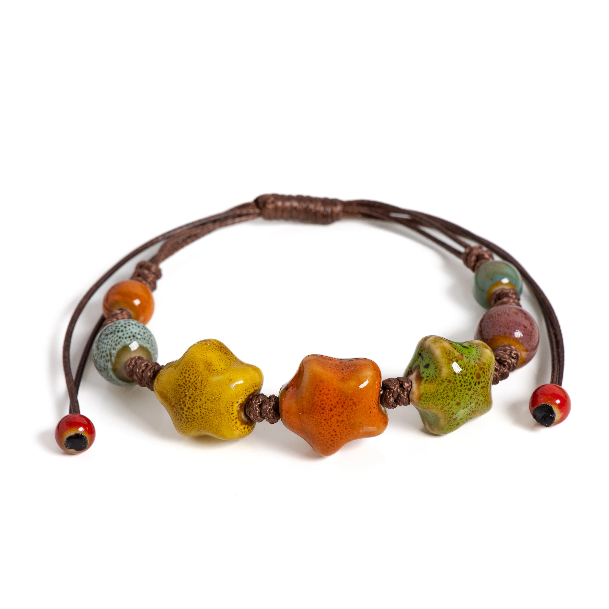 Керамічний браслет із зірками ручної роботи, регульовані плетені нитки, ювелірні вироби для жінок, чоловіків, подарунок у стилі бохо S02-033