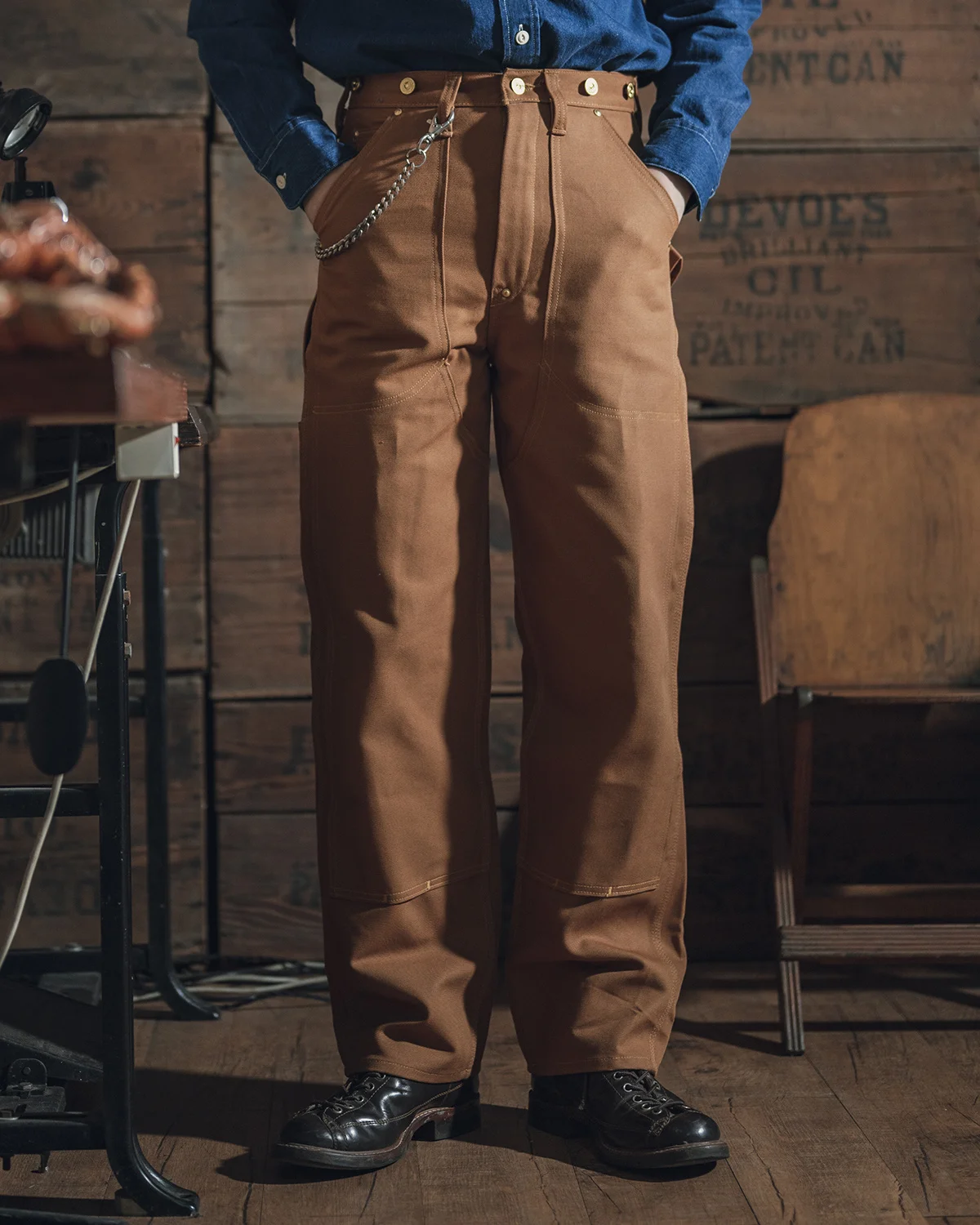 Bronson Double Knee Pants Duck Canvas Logger Carpenter Mens Work Trousers Brown