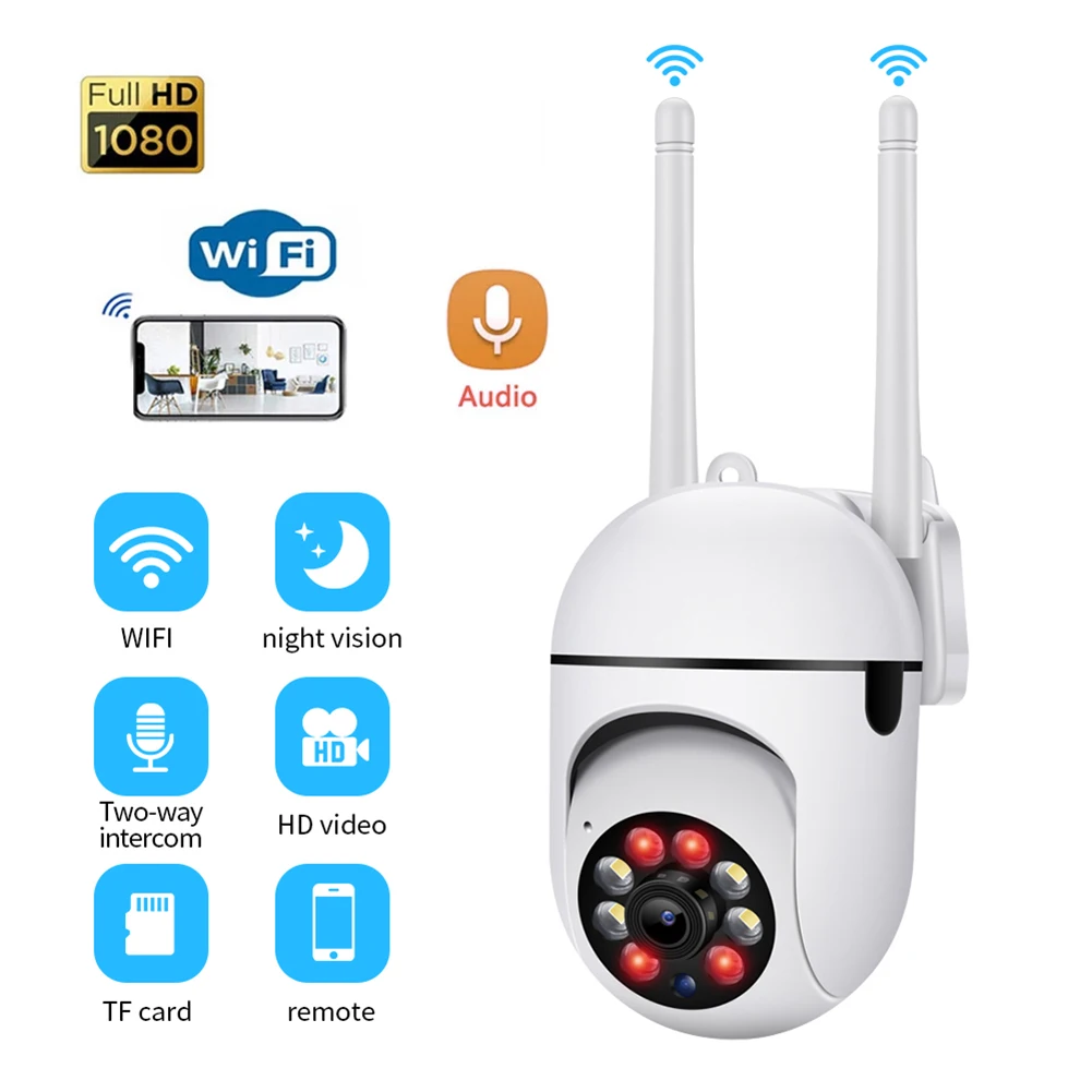 Wireless Surveillance Camera 1080P Band Wireless WIFI Full Color PTZ IP Camera 360 Degree Outdoor Night Vision Security Camera