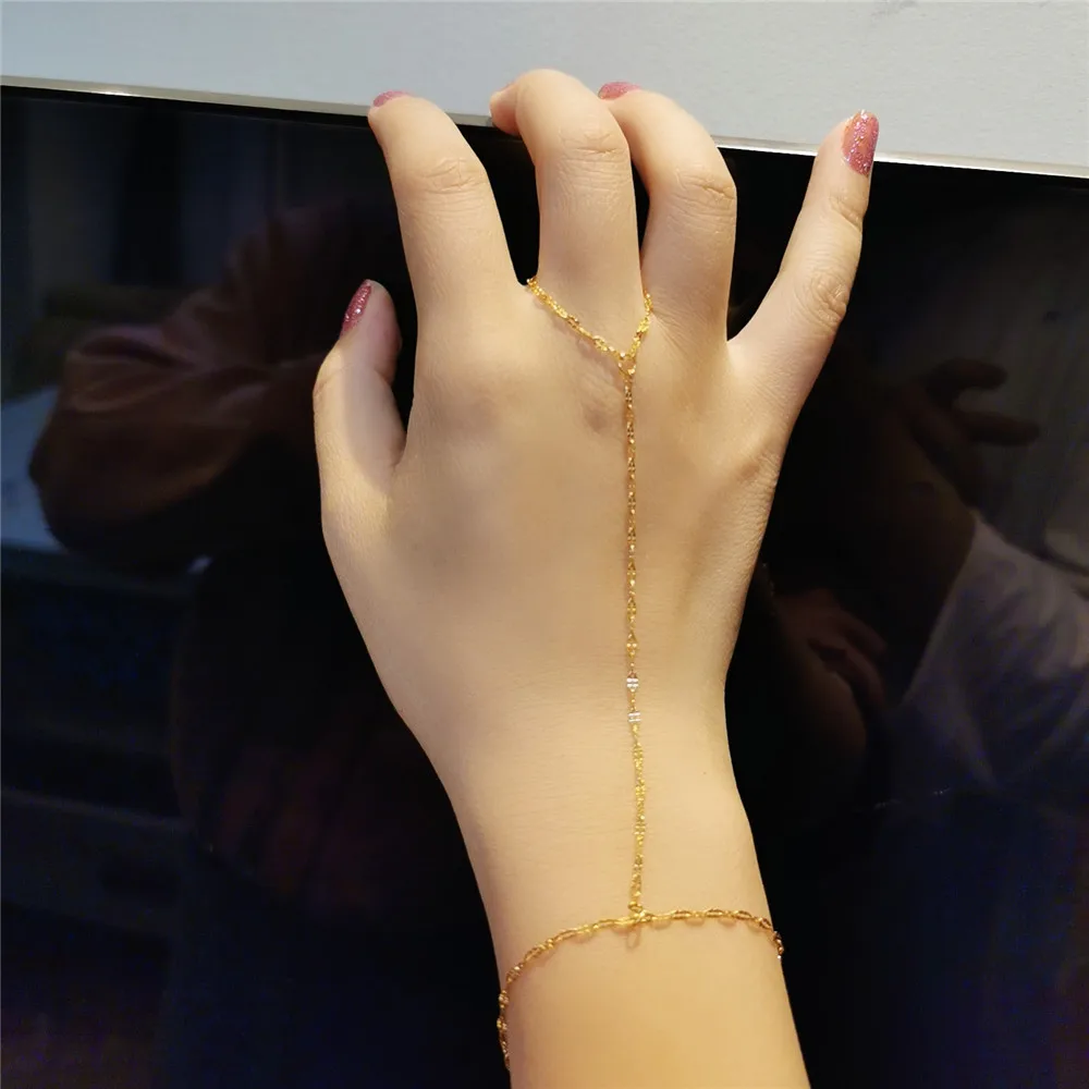 Цепочка Из Нержавеющей Стали с бусинами женская Простой браслет на палец ручная