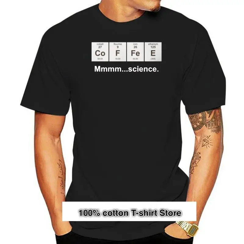 

Camiseta de manga corta para hombre y mujer, camisa Unisex de color blanco, tabla periódica de café