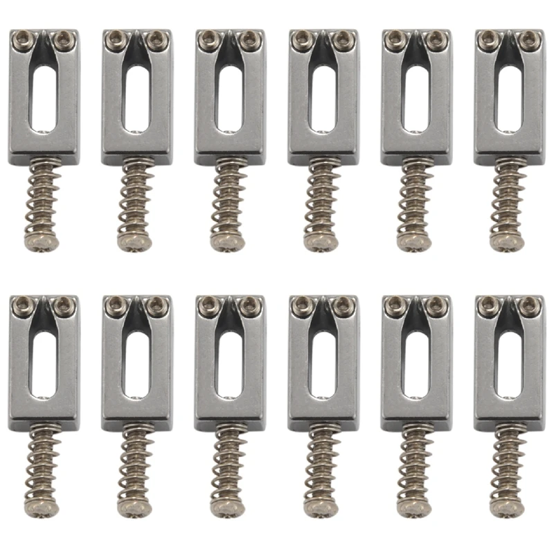 

12 Pieces Electric Guitar Bridge Saddles Flat Set For Strat Tele Guitar Replacement