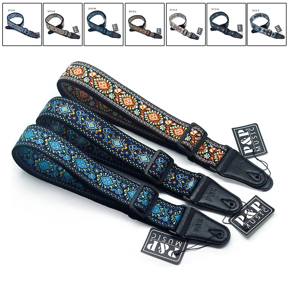 Embroidered Guitar Strap Acoustic Electric Guitar Strap Embroidered National Style Adjustable Shoulder Guitar Strap Guitar Parts enlarge