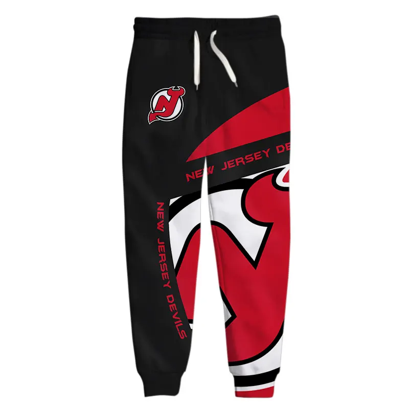 

New Jersey men's casual pants Red curve arrow print Devils Sweatpants