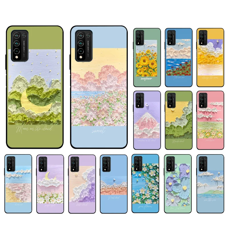 

Flower Cloud Moon Painting Art Phone Case for Huawei Honor 50 30 Pro 10X Lite 20 7A 7C 8X 9X Pro 9A 8A 8S 9S 10i 20S 20lite
