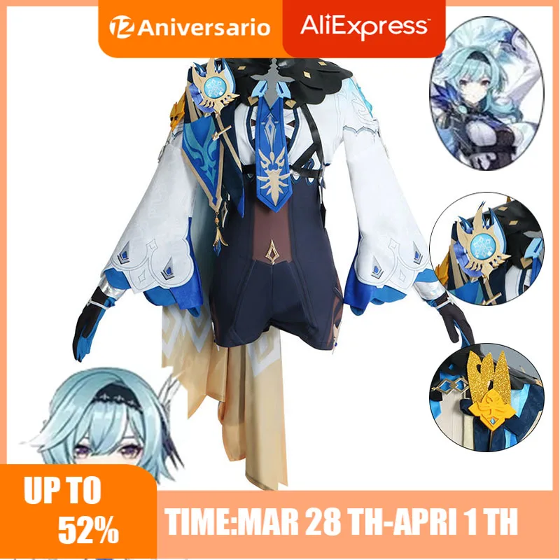 

Костюм для косплея эула из аниме «геншин столкновенный», костюм для косплея дженшина столкновенного, искусственная кожа, полный комплект