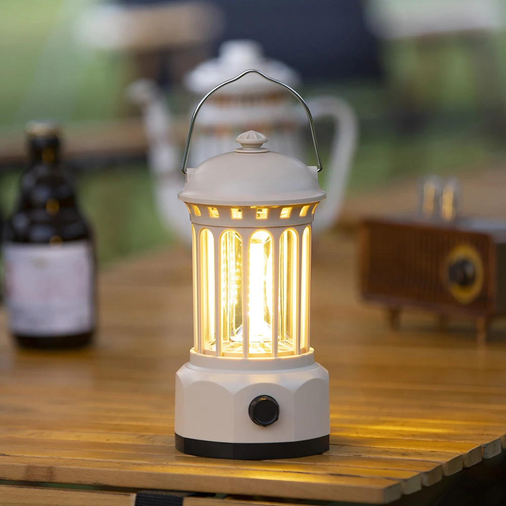 

Outdoor Cordless Lamp Stepless Dimming Retro Tent Light Home Atmospheres Lantern Camping Portable Light with Handle