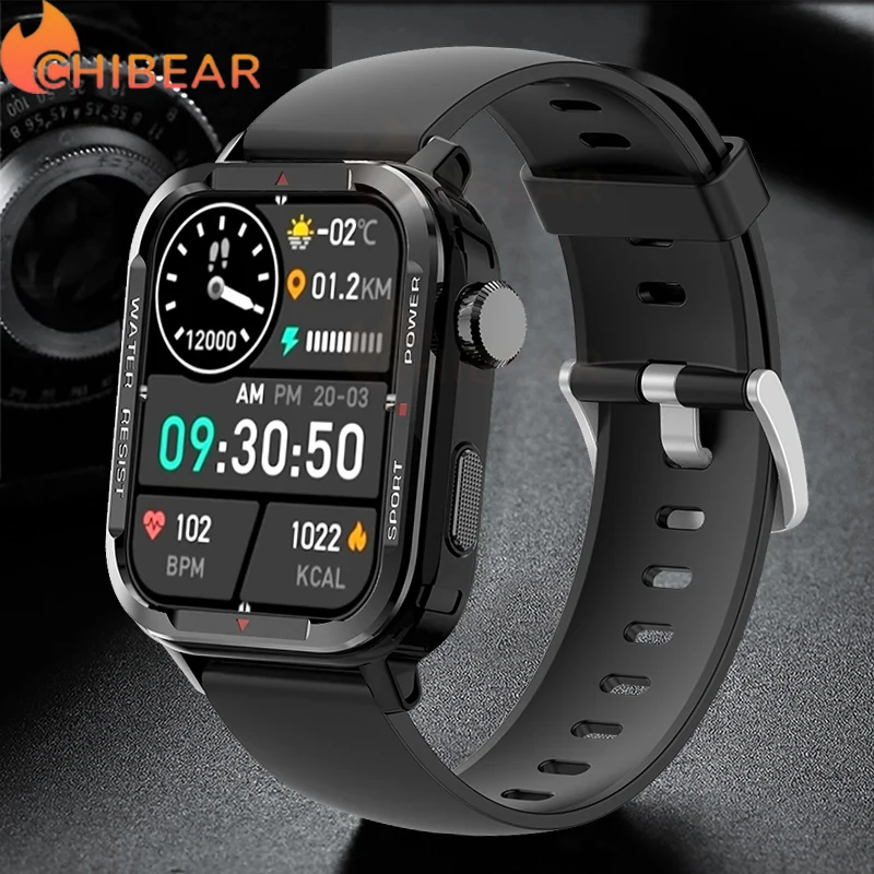

ChiBear Smart Watch 1.85inch Men Bluetooth Call Music Heart Rate Blood Pressure Oxygen Healthy Monitor Outdoor Sport Wristwatch