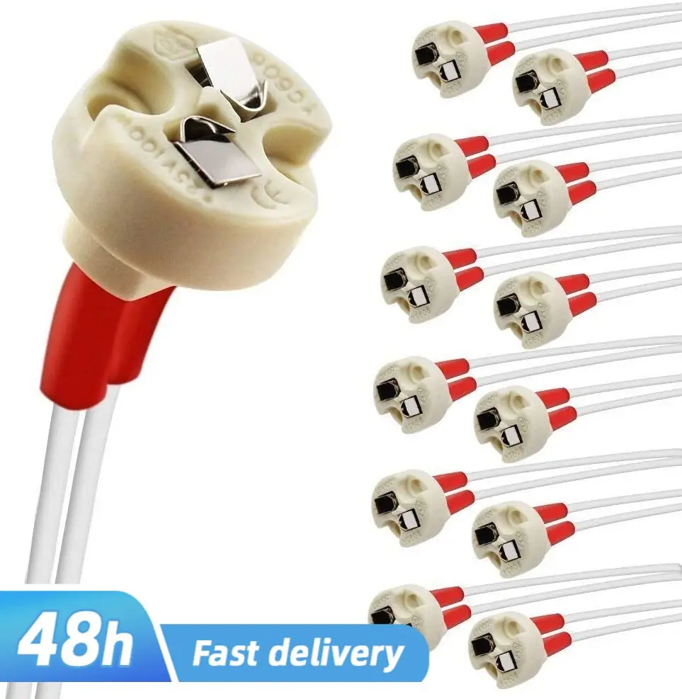 

10Pcs Socket Lamp Base Holder Lamp Base GU10 Bulb Light Adapter Connector Converter Ceramic Wire For LED Bulb Halogen Lamp Light