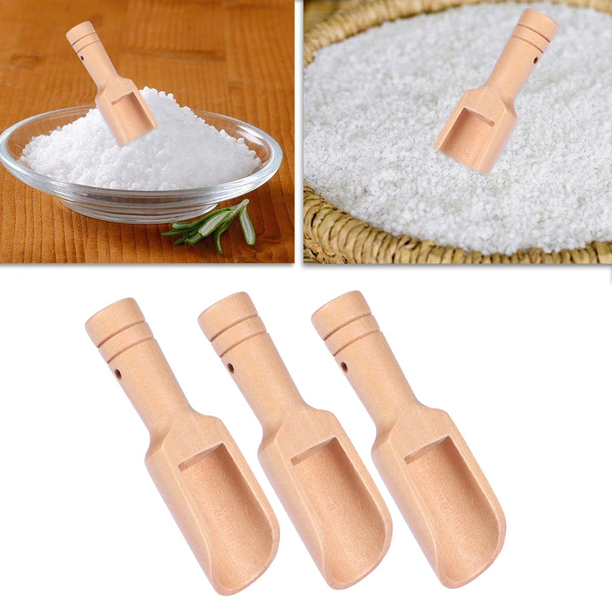

2/3/5/6/8/10/12/15pcs Wooden Handle Small Salt Shovel Scoop Teaspoon Ground Milk Coffee Scoops Condiment