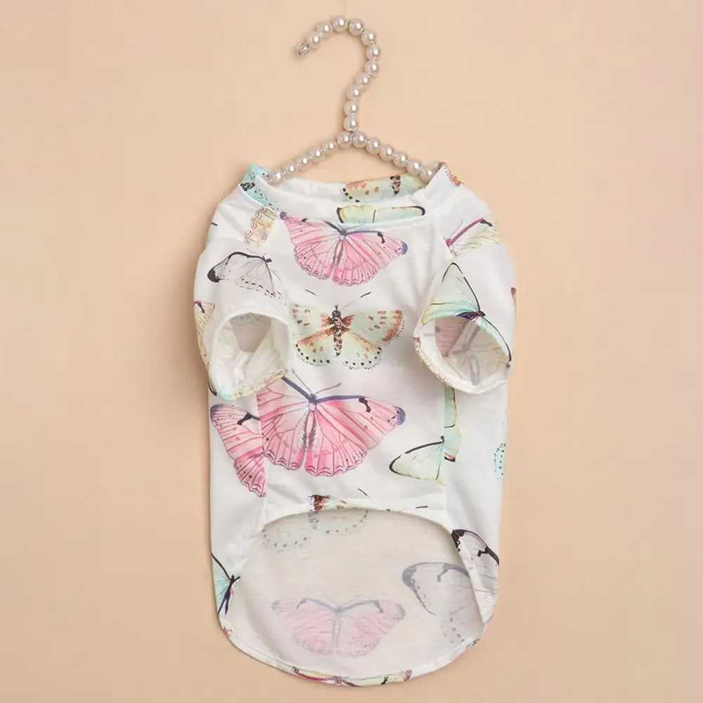 

Pet Blouse Butterfly Printing Decorating Protect Skin Dog Pajamas Small Thin Puppy Outfit for Summer