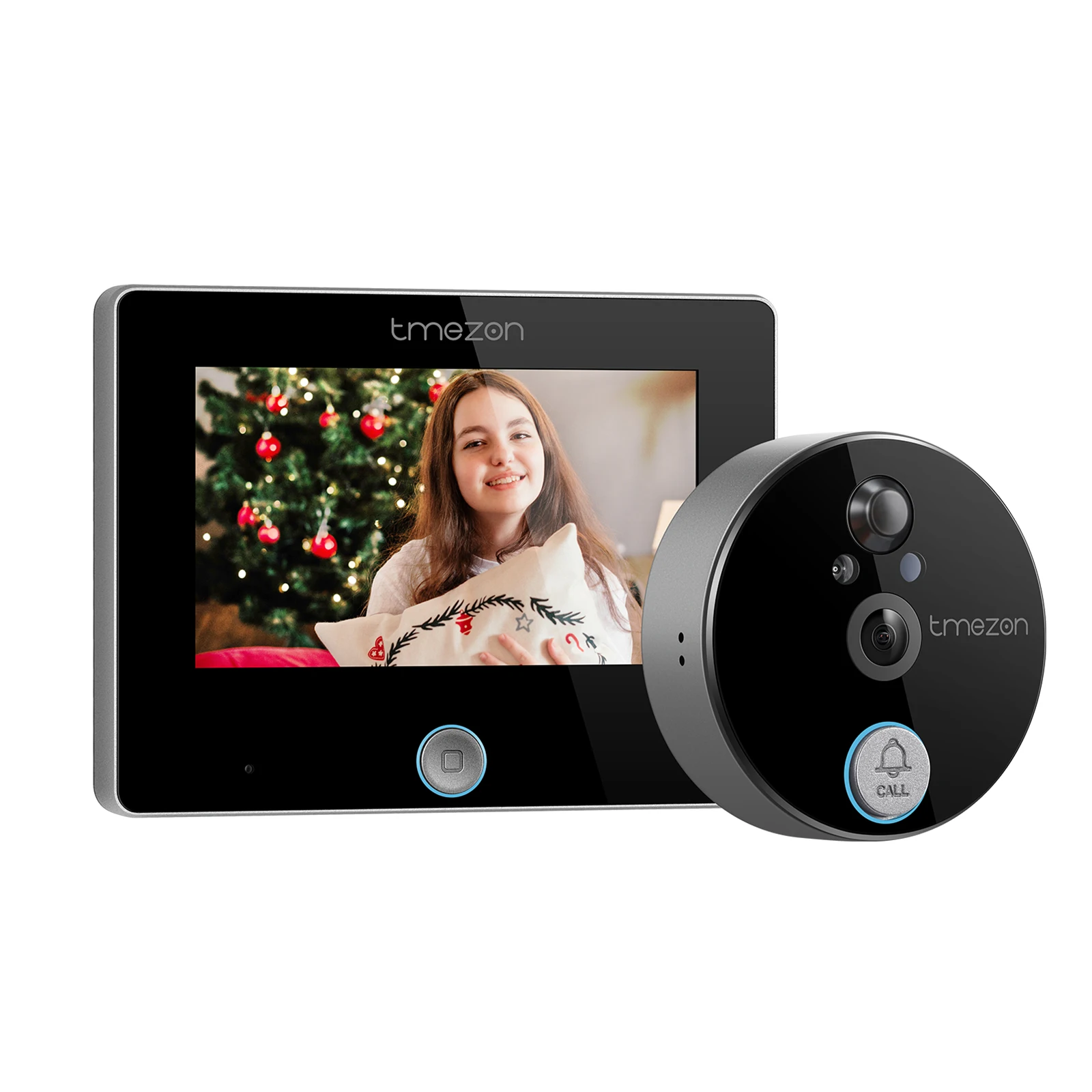 Door Peephole Camera TMEZON WiFi 720P Tuya Smart 4.3' inch Viewer Wireless Video Eye Intercom PIR night vision 130°wide angle