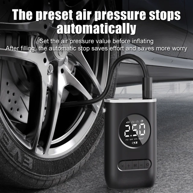 Mini pompe à air électrique Portable pour voiture, gonfleur automatique pour pneus, affichage numérique, chargement sans fil à main 1