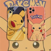 bandai pokemon pikachu small waist phone case for iphone 13 12 11 pro max xs xr x xsmax 8 7 plus high quality cover