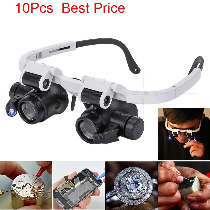 

Увеличительное стекло со светодиодной подсветкой, 10 шт./лот, 8X 15X 23X