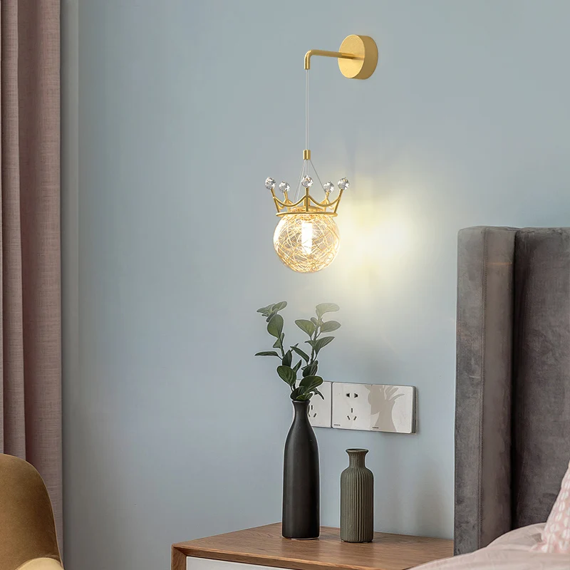 

Bedroom Headboard Gallery Wall Lamp Nordic Modern Simple Luxury Children's Room Crown Wall Lamp