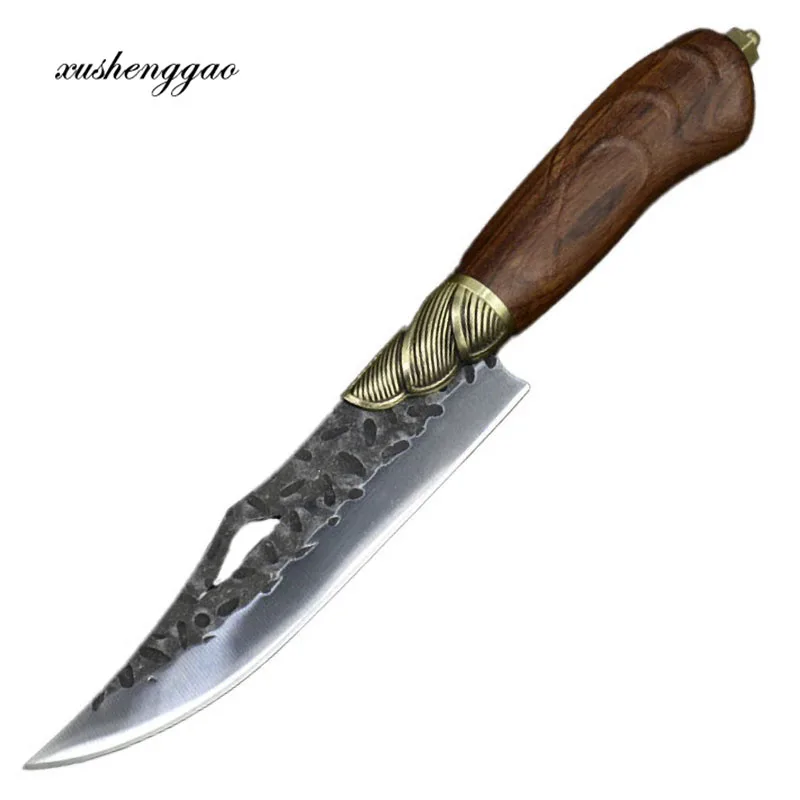 

Охотничий нож Longquan с кобурой 7Cr17MoV, кованые кухонные ножи ручной работы, 6 дюймов, универсальный туристический нож для барбекю и мачете викин...