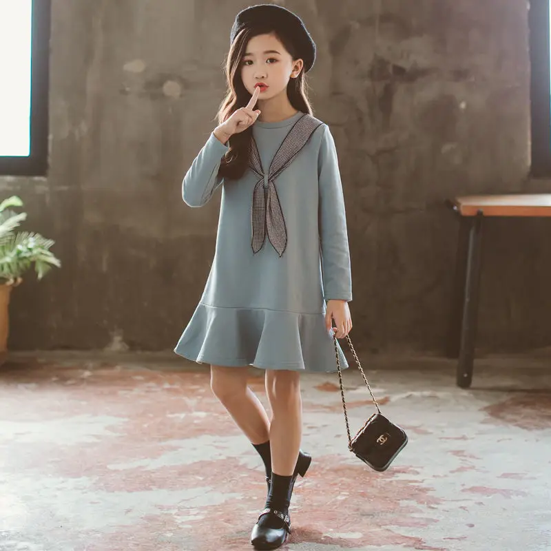 

Girls' Spring and Autumn Clothing Bottoming Princess Dress Korean Style Children T-shirt Long Sleeve Sweatshirt Skirt
