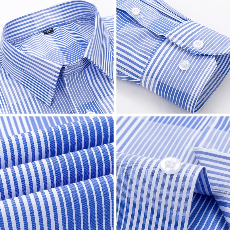 Dress Shirts for Men Top Quality Cotton Silky Breathable Plaid New Fashion Clothing Trends Business Man Long Sleeve Casual Shirt
