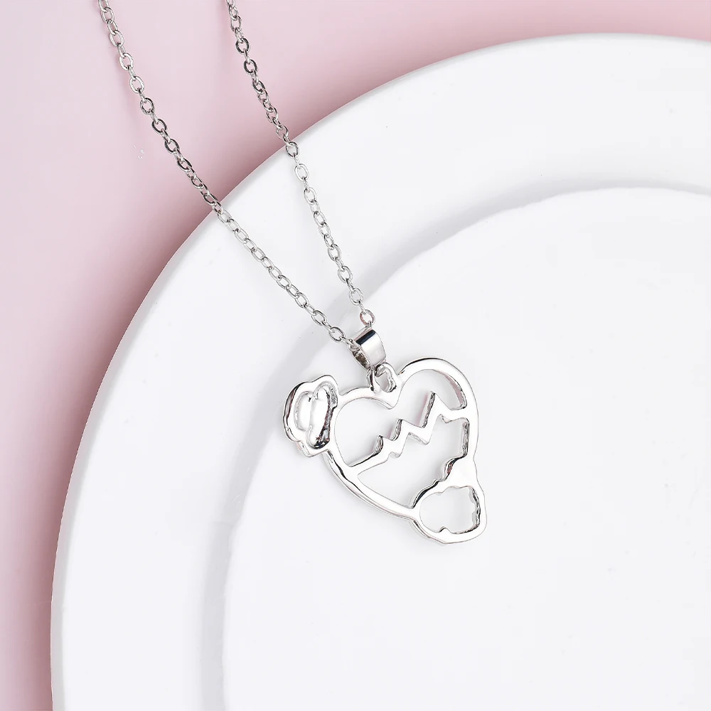 Hanreshe медицинское стетоскоп кулон в виде сердца ожерелье с кристаллами блестящее