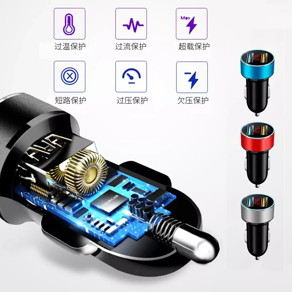 

Quick Charge Car Charger Voltage Display Splitter Cigarette Lighter Socket QC 3.0 Charger in Dual Car Adapter Accessories