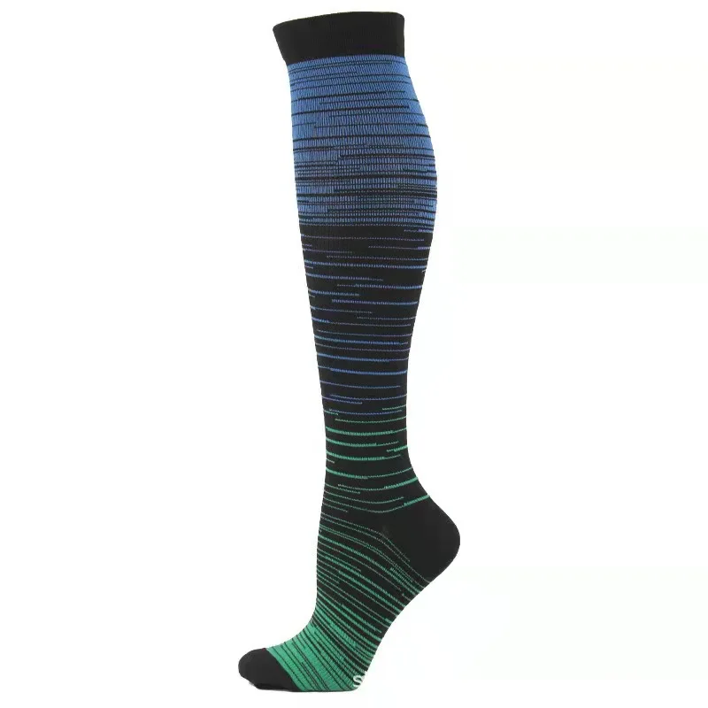 Gradient Mixed Color Four Seasons Pressure Even Size Men And women's Socks mid-calf Sports Nylon Socks Compresion