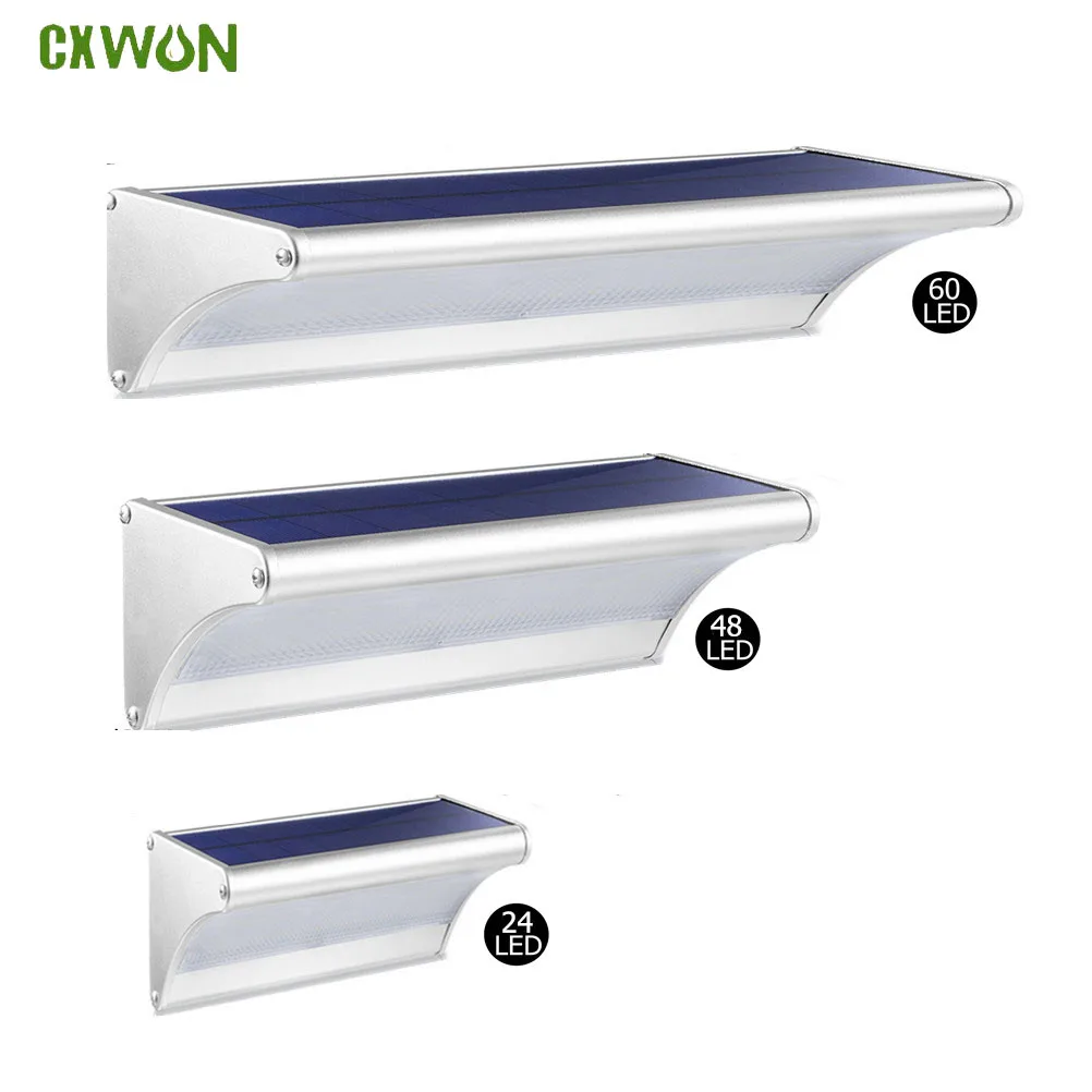 Наружная Водонепроницаемая светодиодная лампа на солнечной батарее, 60/48/24 светодиода