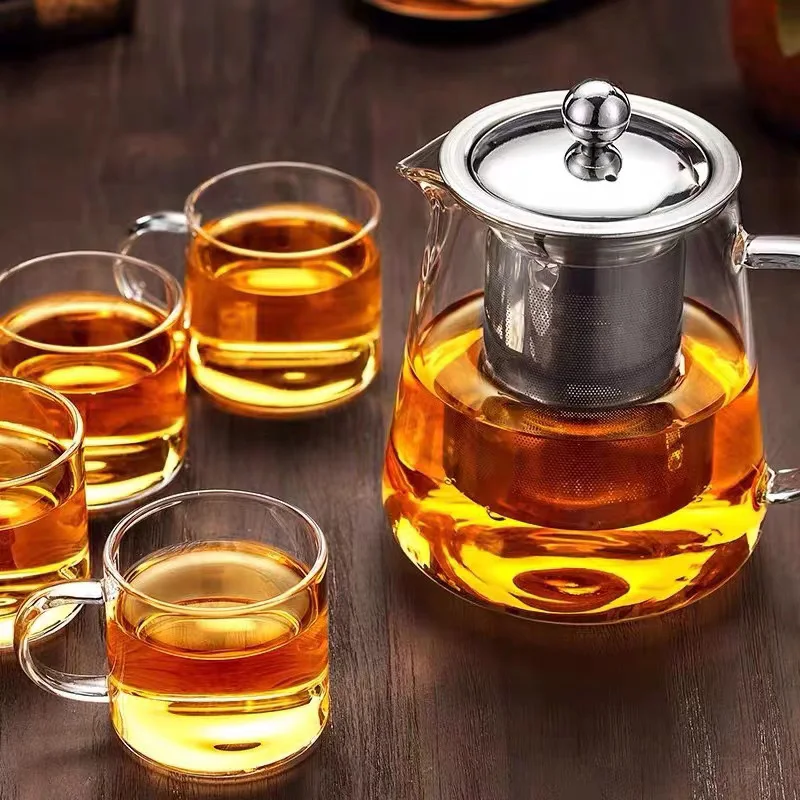 HMLOVE Heat Resistant Glass Teapot With Stainless Steel Tea Strainer Infuser Flower Kettle Kung Fu Teawear Set Puer Oolong Pot images - 6
