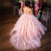 fatapaese flower girl dresses for wedding blush pink floral tulle floor length maxi kids bridesmaid ball gowns3 4 5 67 8 9 years