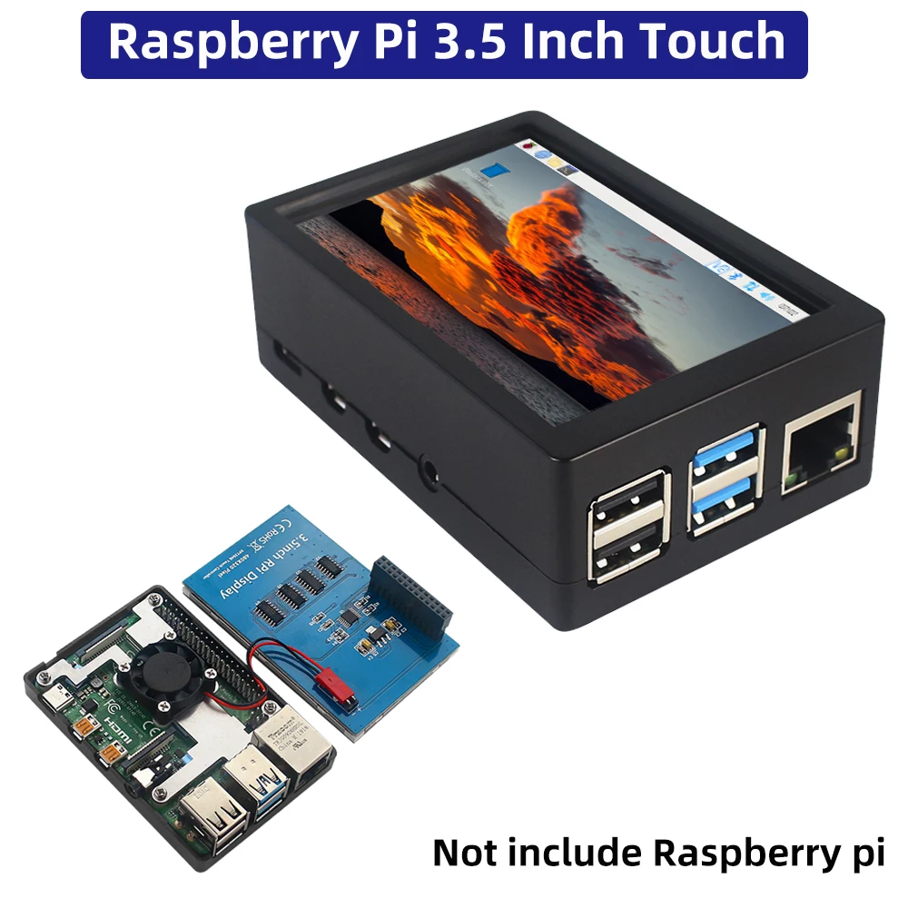 

Raspberry Pi 3.5 Inch Touch Screen 480x320 LCD Display Optional ABS Case Cooling Fan Heatsink for Pi 4B 3B+ 3B Provide Driver